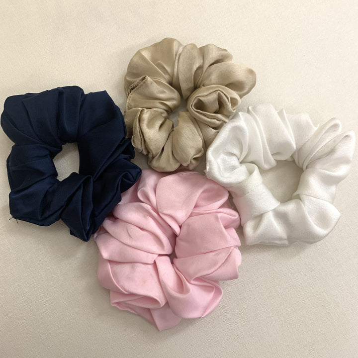 The Solid Satin Scrunchy Set Pack of 4