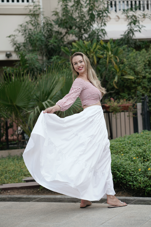 White Picnic Flared Skirt