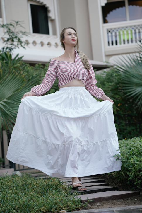 White Picnic Flared Skirt