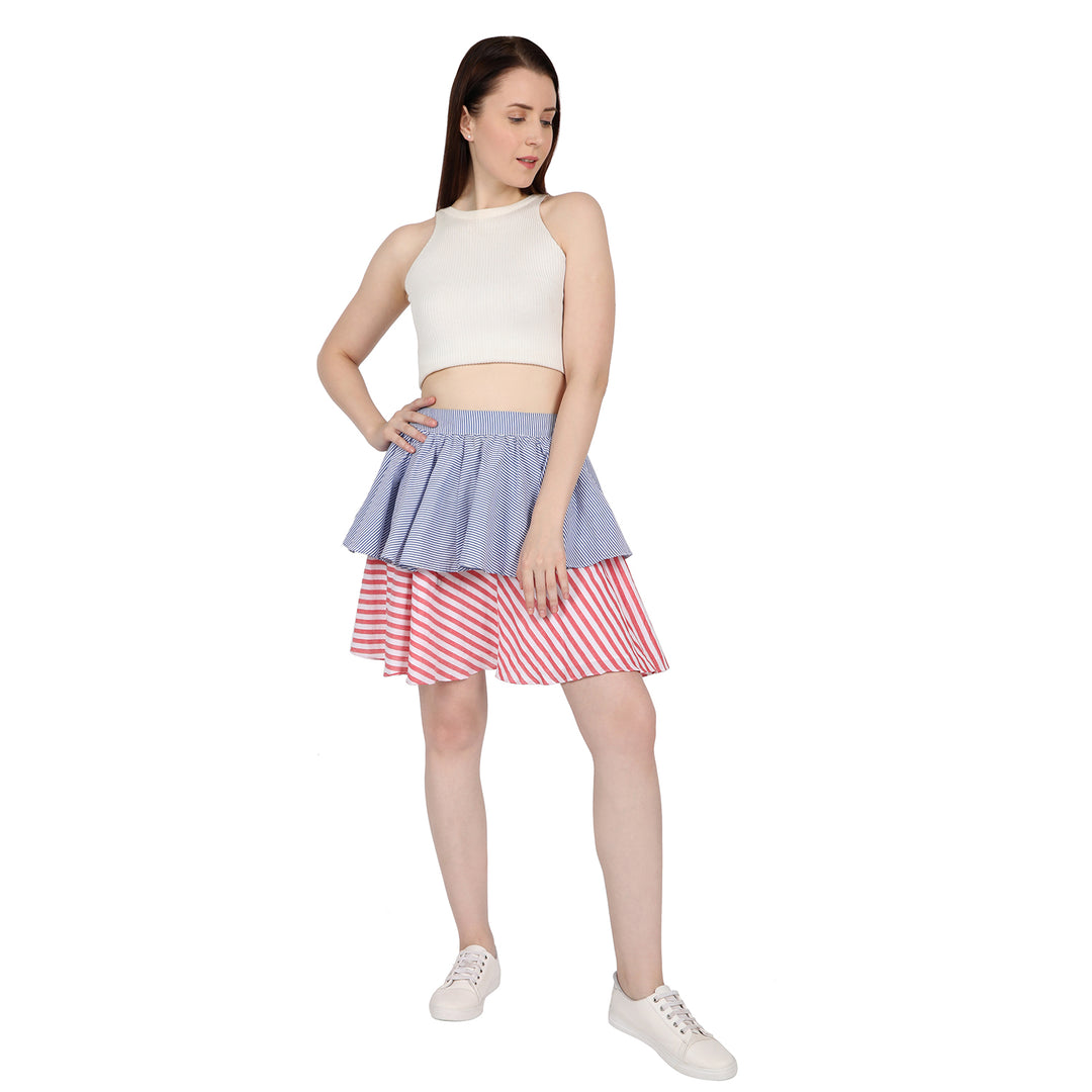 Dual Fabric Frilled Skirt