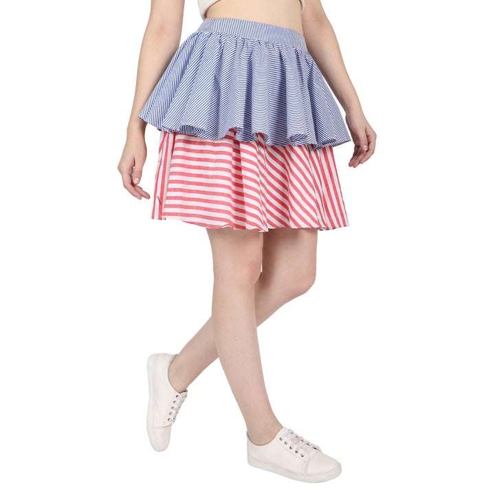 Dual Fabric Frilled Skirt