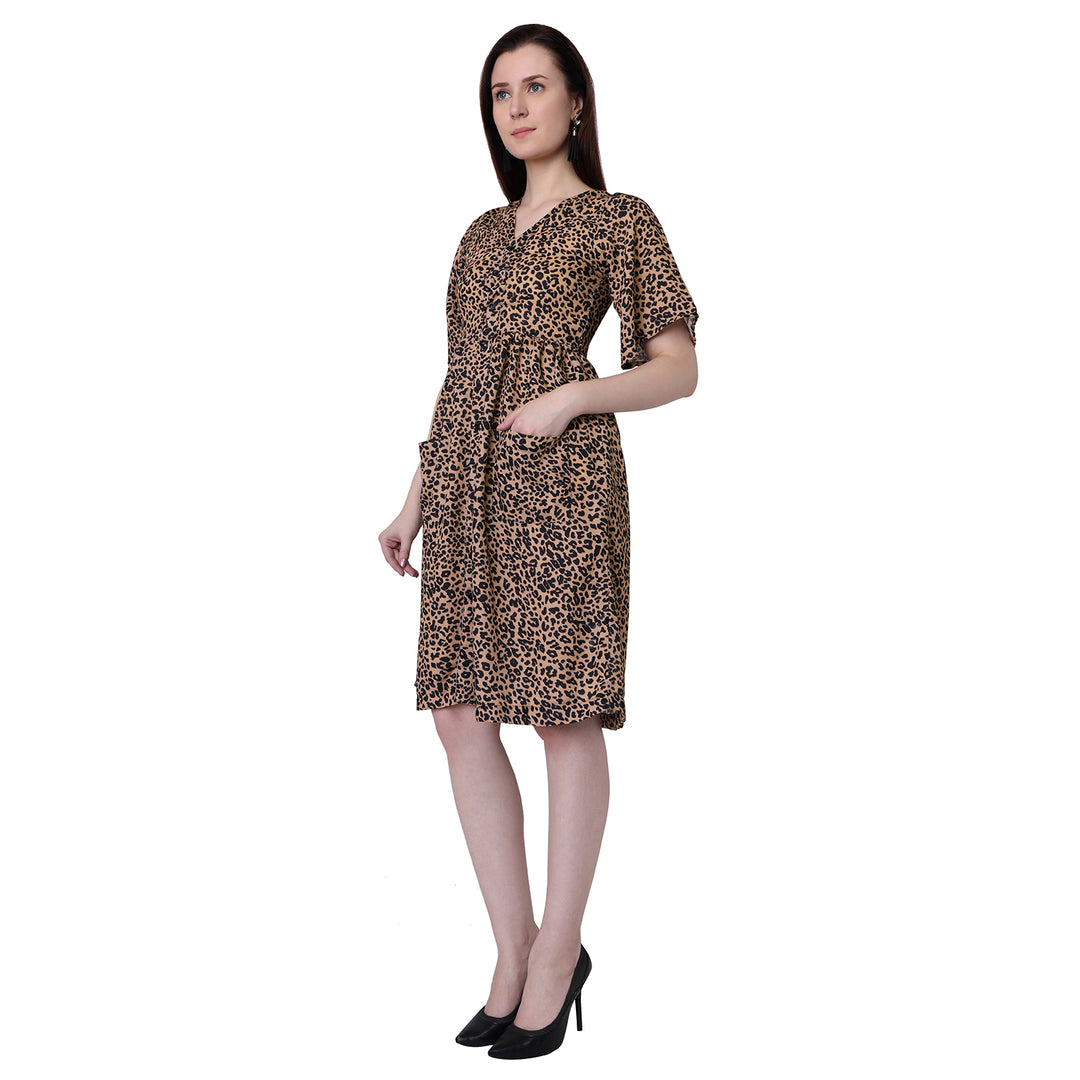 Animal Print Front Buttoned Dress